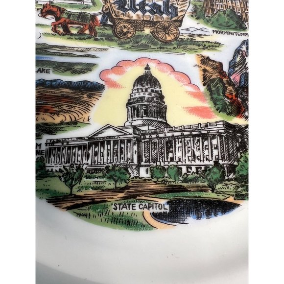 Norcrest Utah Gold Edged State Plate  11" Diameter White, Gold   China - Picture 12 of 16